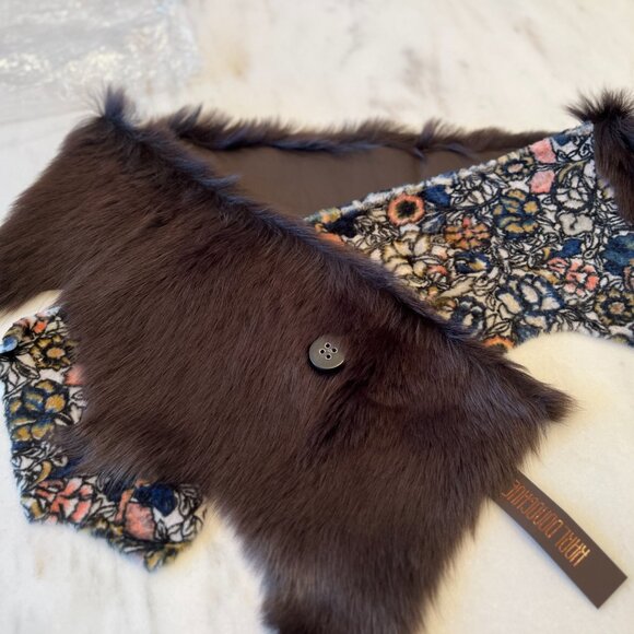 NWT Karl Donoghue shearling and velvet scarf - Picture 5 of 10